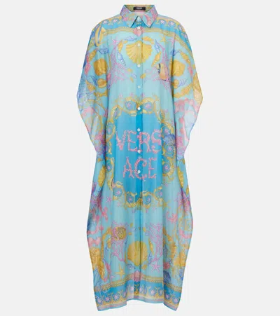 Versace Underwater Barocco Cotton And Silk Beach Cover-up