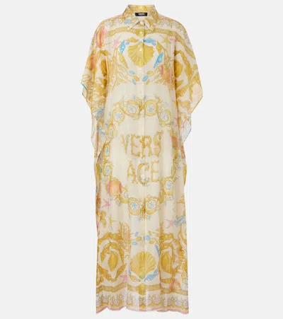 Versace Underwater Barocco Cotton And Silk Beach Dress