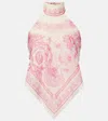Versace Underwater Barocco Voile Cover-up Scarf Top In Pink
