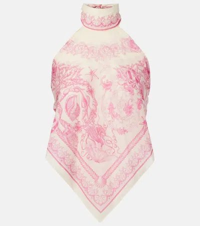VERSACE UNDERWATER BAROCCO COTTON AND SILK TOP