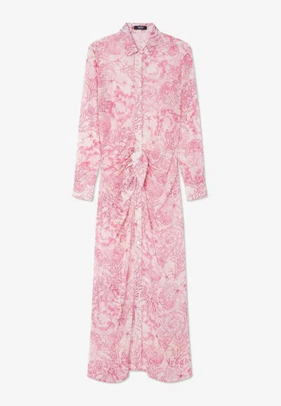 Versace Underwater Barocco Cover-up Shirt Dress In Pink