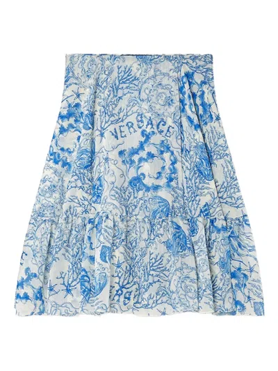 Versace Underwater Barocco Crêpe Midi Skirt