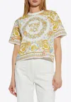 Versace Baroque Underwater Cropped T-shirt In White