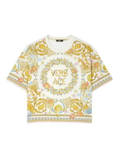 VERSACE UNDERWATER BAROCCO CROP T-SHIRT