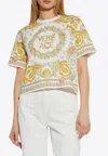 Versace Baroque Underwater Cropped T-shirt In White