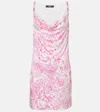 Versace Printed Barocco Knee Length Dress With Metal Embellishments In Multi