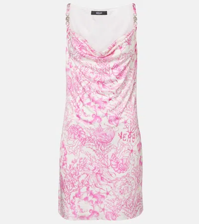 VERSACE UNDERWATER BAROCCO DRAPED SATIN MINIDRESS