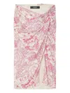 Versace Underwater Barocco Draped Midi Skirt