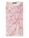 Versace Underwater Barocco Draped Midi Skirt