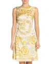 Versace Underwater Barocco Foulard Safety Pin Mini Dress In Yellow