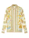 Versace Underwater Barocco Print Silk Shirt In Multi