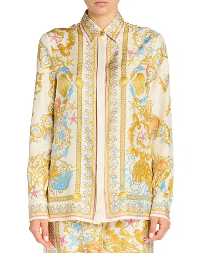Versace Underwater Barocco Foulard Silk Shirt
