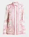 Versace Graphic Print Long Sleeves Top In Pink