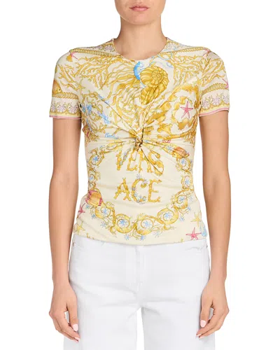 Versace Underwater Barocco Foulard Top In Black