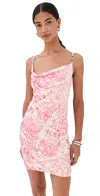 Versace Printed Barocco Knee Length Dress With Metal Embellishments In Pink