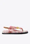 Versace Underwater Barocco La Medusa Flat Sandals In Pink