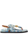Versace Underwater Barocco La Medusa Sandals In Blue