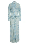 Versace Underwater Barocco Long Sleeve Cover-up Shirtdress