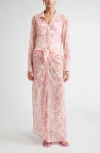 Versace Underwater Barocco Long Sleeve Cover-up Shirtdress In Pink