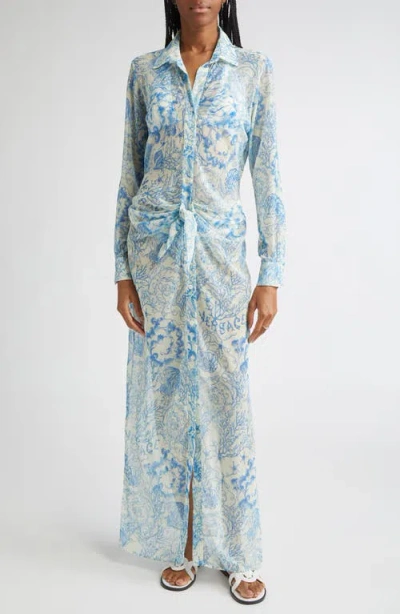 Versace Underwater Barocco Long Sleeve Cover-up Shirtdress