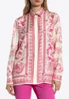Versace Underwater Barocco Long-sleeved Shirt In Multi