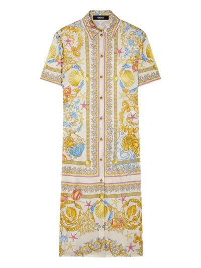 Versace Underwater Barocco Midi Shirt Dress