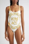 Versace Underwater Barocco One-piece Swimsuit In Yellow