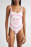Versace Underwater Barocco One-piece Swimsuit In Pink