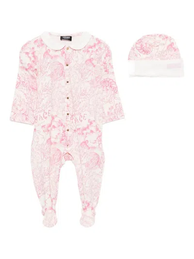 Versace Babies' Underwater Barocco Pajama Set In Pink
