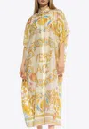 Versace Underwater Barocco Print Cover-up Dress In Gold