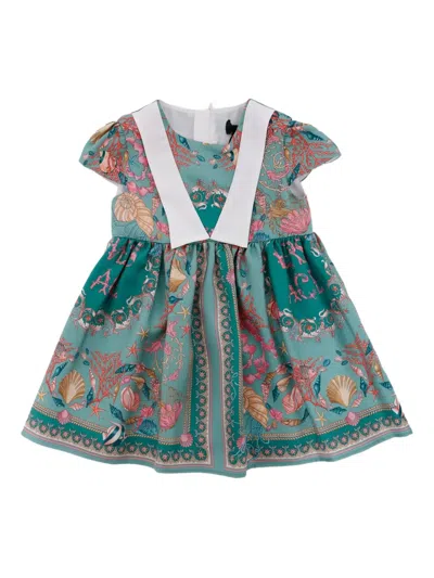 Versace Kids' Barocco Sea-print Dress In Multi