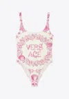 Versace Underwater Barocco Print One-piece Swimsuit In Pink