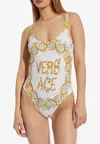 Versace Underwater Barocco Print One-piece Swimsuit In White