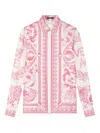 Versace Graphic Print Long Sleeves Top In Pink
