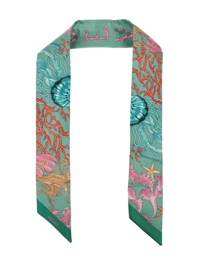 Versace Underwater Barocco-print Silk Scarf