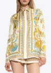 Versace Underwater Barocco Print Silk Shirt In Multi