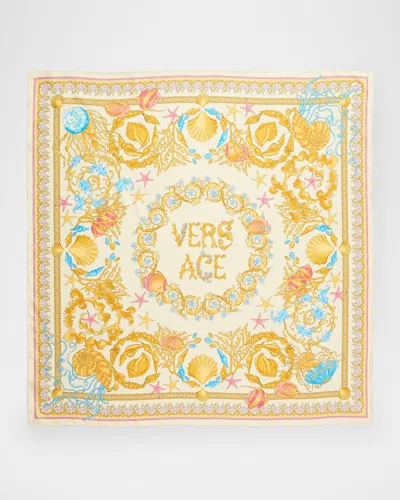 VERSACE UNDERWATER BAROCCO PRINT SILK TWILL SCARF