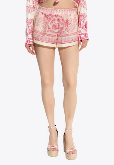 Versace Underwater Barocco Print Swim Shorts In Pink