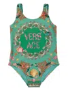 Versace Underwater Barocco-print Swimsuit In Green