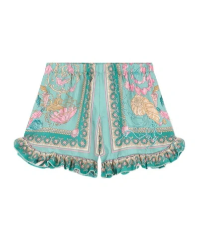 Versace Ruffled Shorts In Green