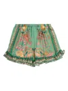 Versace Underwater Barocco Ruffled Shorts In Green