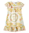 Versace Seashell-print Ruffled Dress In Yellow