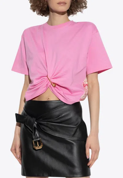 Versace Underwater Barocco Safety Pin T-shirt In Pink