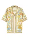 Versace Multicolor Bowling Shirt With Cuban Collar And All-over Underwater Barocco Print In Silk Woman In Multi