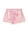 Versace Printed Cotton And Silk-blend Voile Shorts In Blue