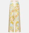 Versace Underwater Barocco Foulard Silk Twill Wide-leg Pull-on Pants