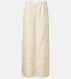 Versace Underwater Barocco Silk Palazzo Pants In Neutral