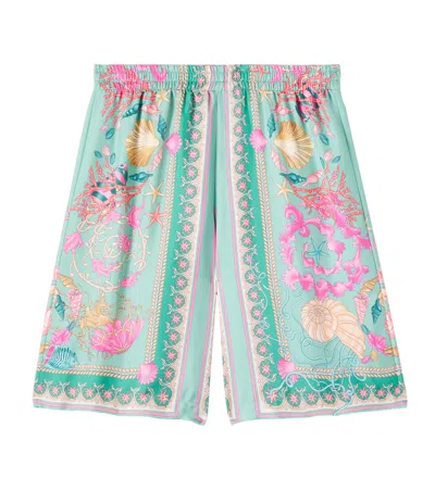 VERSACE UNDERWATER BAROCCO SILK TWILL SHORTS