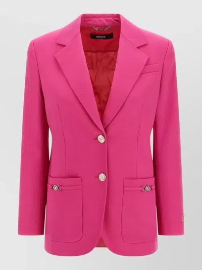 Versace Underwater Barocco Single Breasted Blazer Jacket In Pink
