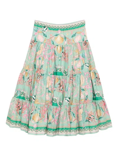 Versace Kids' Underwater Barocco Skirt In Multi